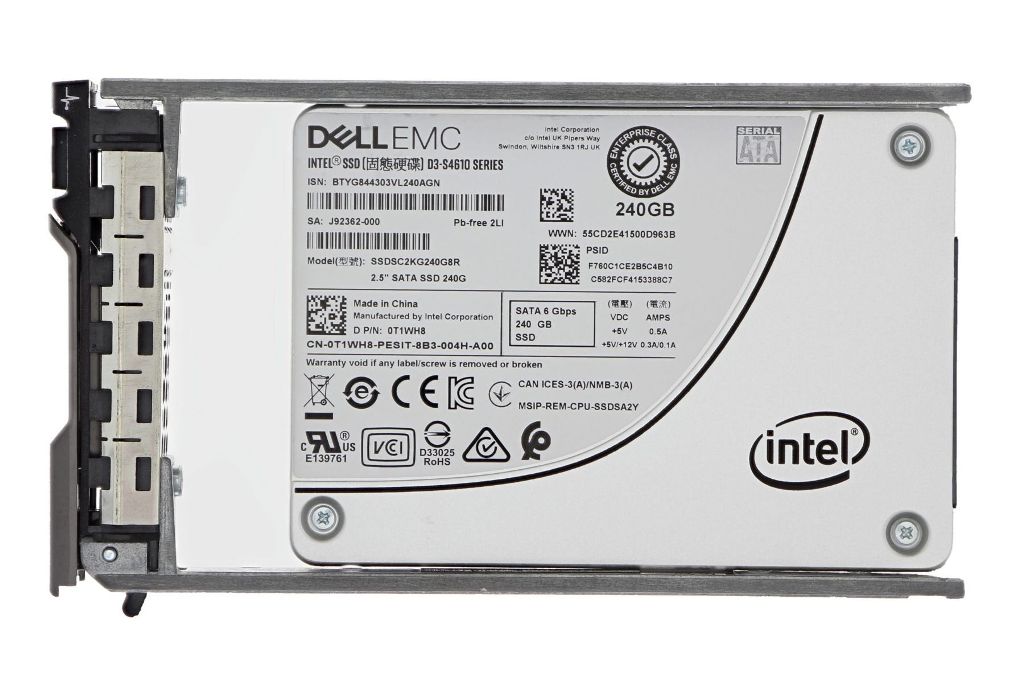T1WH8 | Dell Mixed-use 240GB TLC SATA 6Gb/s 2.5-inch (SFF) 7MM Enterprise Class DC S4610 Series Triple Level-Cell Solid State Drive (SSD)