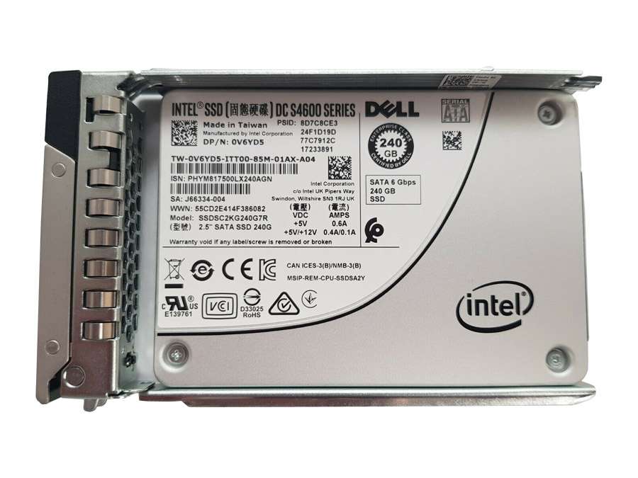 V6YD5 | Dell Mixed-use 240GB TLC SATA 6Gb/s 2.5-inch (SFF) 7MM Enterprise Class DC S4600 Series Triple Level-Cell Solid State Drive (SSD)