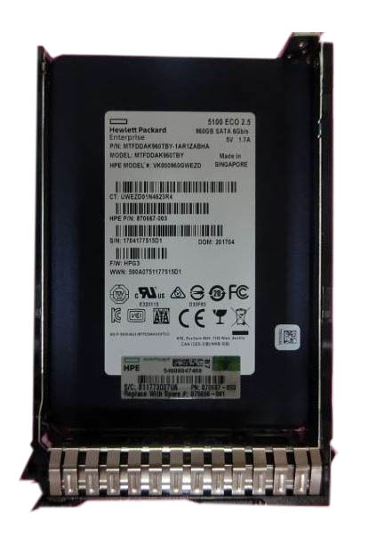 VK000960GWEZD | HPE 960GB SATA 6Gb/s Read-intensive 2.5-inch (SFF) Hot-pluggable SC Digitally Signed Firmware Solid State Drive