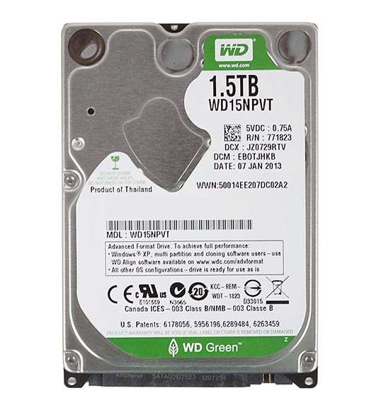WD15NPVT | Western Digital Green 1.5TB 5400RPM SATA 3GB/s 8MB Cache 2.5-inch Hard Disk Drive