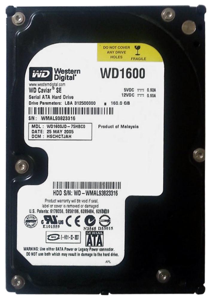 WD1600JD | Western Digital 160GB 7200RPM SATA 1.5 Gbps 3.5 8MB Cache Caviar Hard Drive