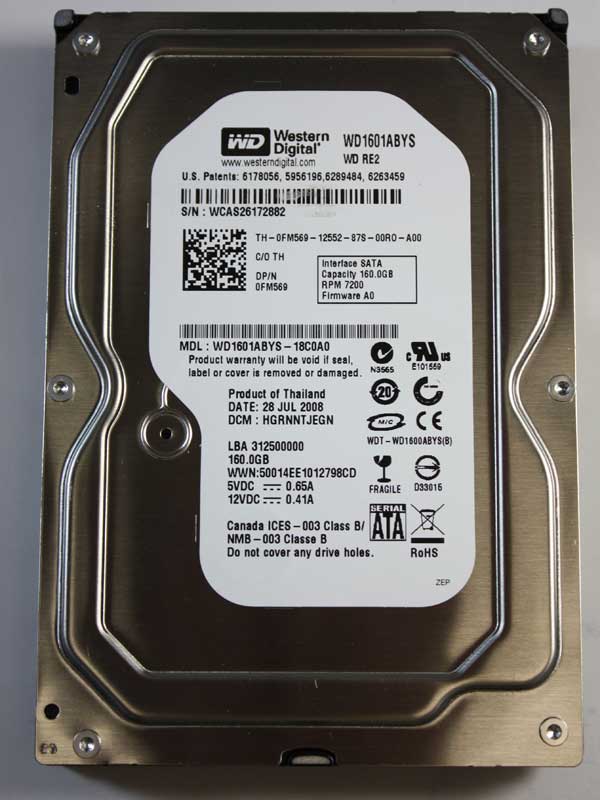 WD1601ABYS | WD RE2 160GB 7200RPM SATA 3Gb/s 16MB Cache 3.5-inch Hard Drive