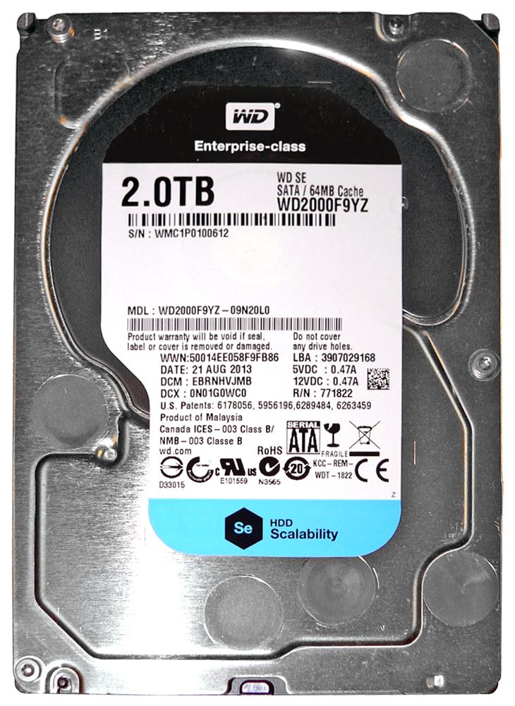 WD2000F9YZ-09N20L0 | Western Digital SE 2TB 7200RPM SATA 6GB/s 128MB Cache 3.5-inch Internal Hard Disk Drive