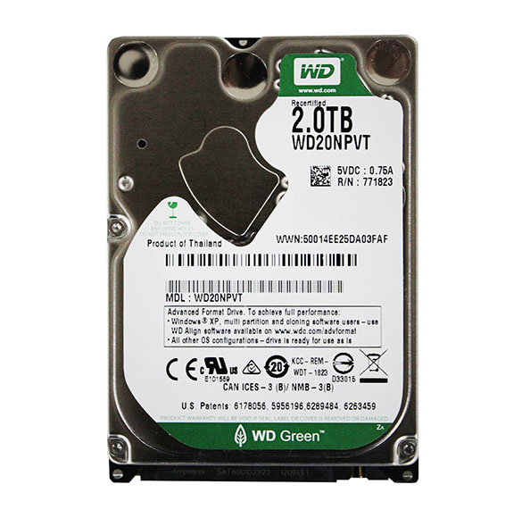 WD20NPVT | Western Digital Green 2TB 5400RPM (intellipower) SATA 3GB/s 2.5-inch 8MB Cache Internal Laptop Hard Drive