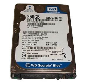 WD2500BEVS | WD Scorpio Blue 250GB 5400RPM SATA 8MB Cache 2.5-inch Notebook Hard Drive