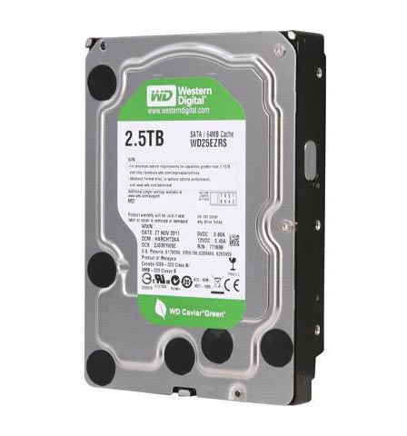 WD25EZRS | Western Digital Caviar Green 2.5TB 5400RPM SATA 3GB/s 64MB Cache 3.5-inch Hard Disk Drive