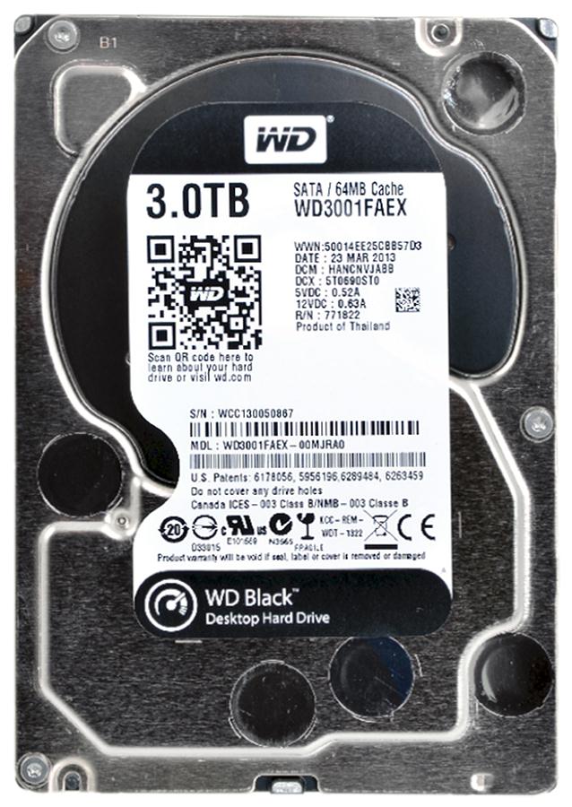 WD3001FAEX-00MJRA0 | Western Digital 3TB 7200RPM SATA 6 Gbps 3.5 64MB Cache Black Hard Drive