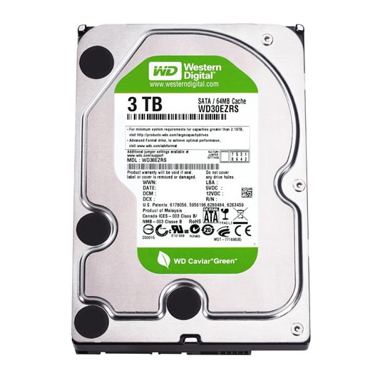 WD30EZRSDTL | Western Digital Caviar Green 3TB 5400RPM SATA 3GB/s 64MB Cache 3.5-inch Hard Disk Drive