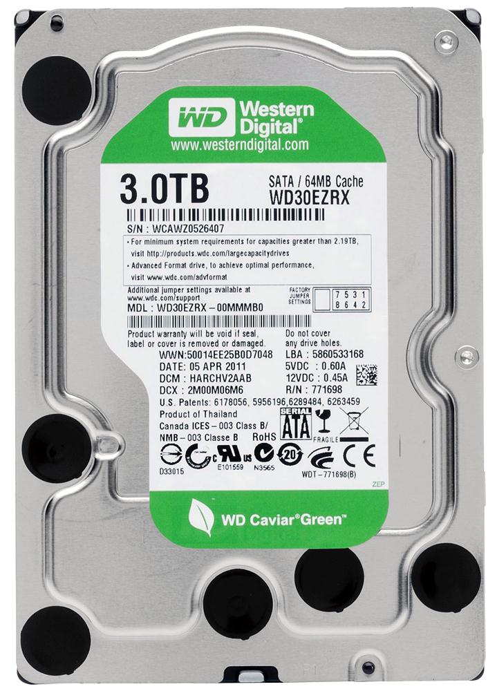 WD30EZRX | Western Digital 3TB 5400RPM SATA Gbps 3.5 64MB Cache Caviar Hard Drive