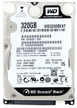 WD3200BEKT | WD Scorpio Black 320GB 7200RPM SATA 3Gb/s 16MB Cache 2.5-inch Notebook Hard Drive