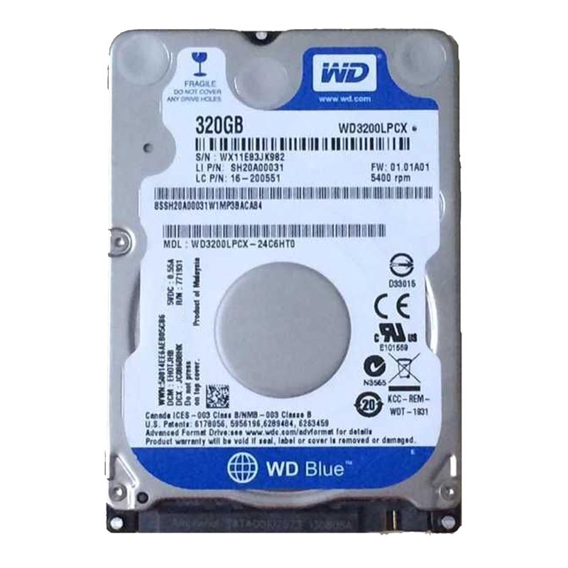 WD3200LPCX-24C6HT0 | Western Digital Blue 320GB 5400RPM SATA 6GB/s 16MB Cache 2.5-inch Hard Drive