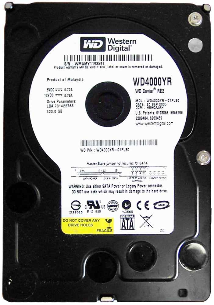 WD4000YR | Western Digital 400GB 7200RPM SATA 1.5 Gbps 3.5 16MB Cache RE2 Hard Drive WD4000YR | Western Digital 400GB 7200RPM SATA 1.5 Gbps 3.5 16MB Cache RE2 Hard Drive