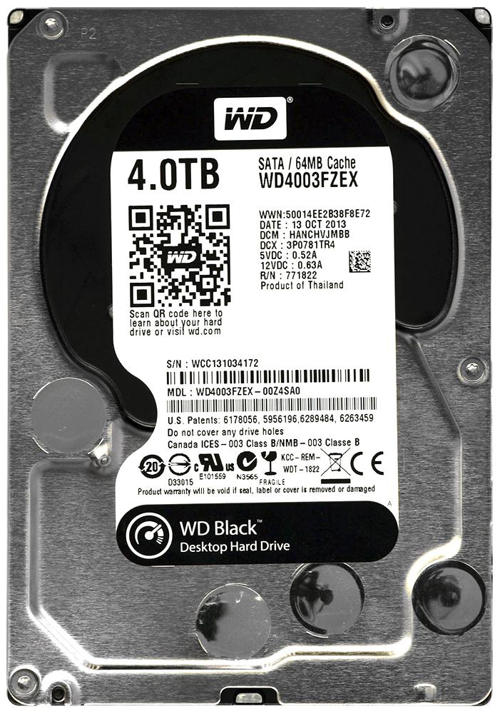WD4003FZEX-00Z4SA0 | Western Digital Black 4TB 7200RPM SATA 6GB/s 64MB Cache 3.5-inch Internal Hard Disk Drive