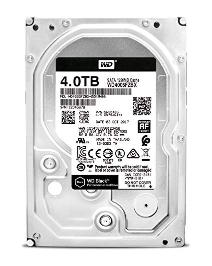 WD4005FZBX | WD Black 4TB 7200RPM SATA 6Gb/s 256MB Cache 3.5-inch Internal Hard Drive