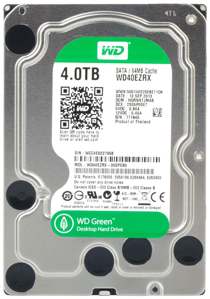 WD40EZRX | Western Digital 4TB 5400RPM SATA Gbps 3.5 64MB Cache Green Hard Drive