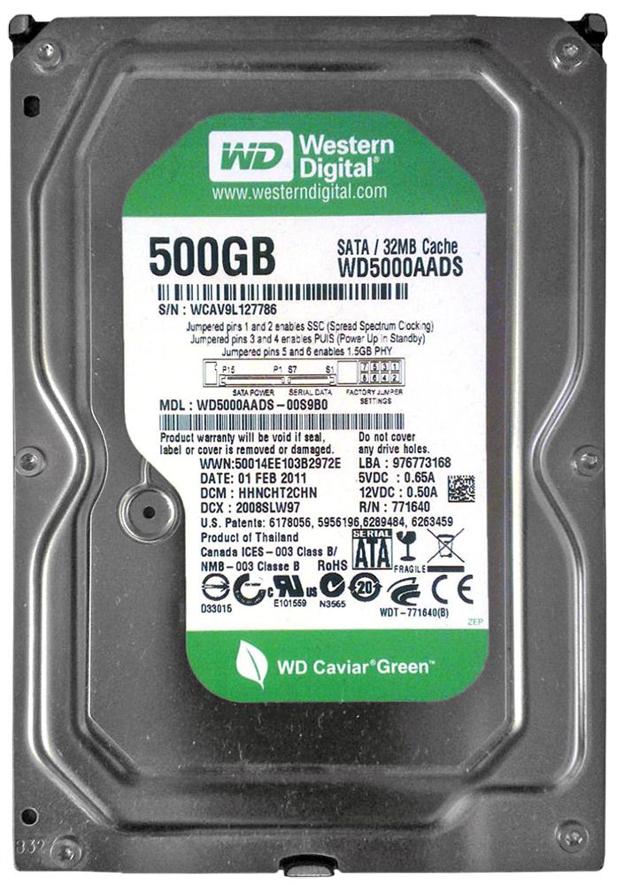 WD5000AADS | Western Digital 500GB 5400RPM SATA Gbps 3.5 32MB Cache Caviar Hard Drive WD5000AADS | Western Digital 500GB 5400RPM SATA Gbps 3.5 32MB Cache Caviar Hard Drive