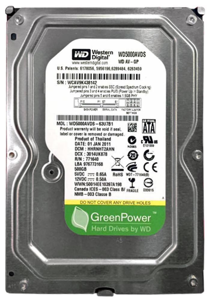 WD5000AVDS | WD AV-GP 500GB 7200RPM SATA 3Gb/s 32MB Cache 3.5-inch Internal Hard Drive