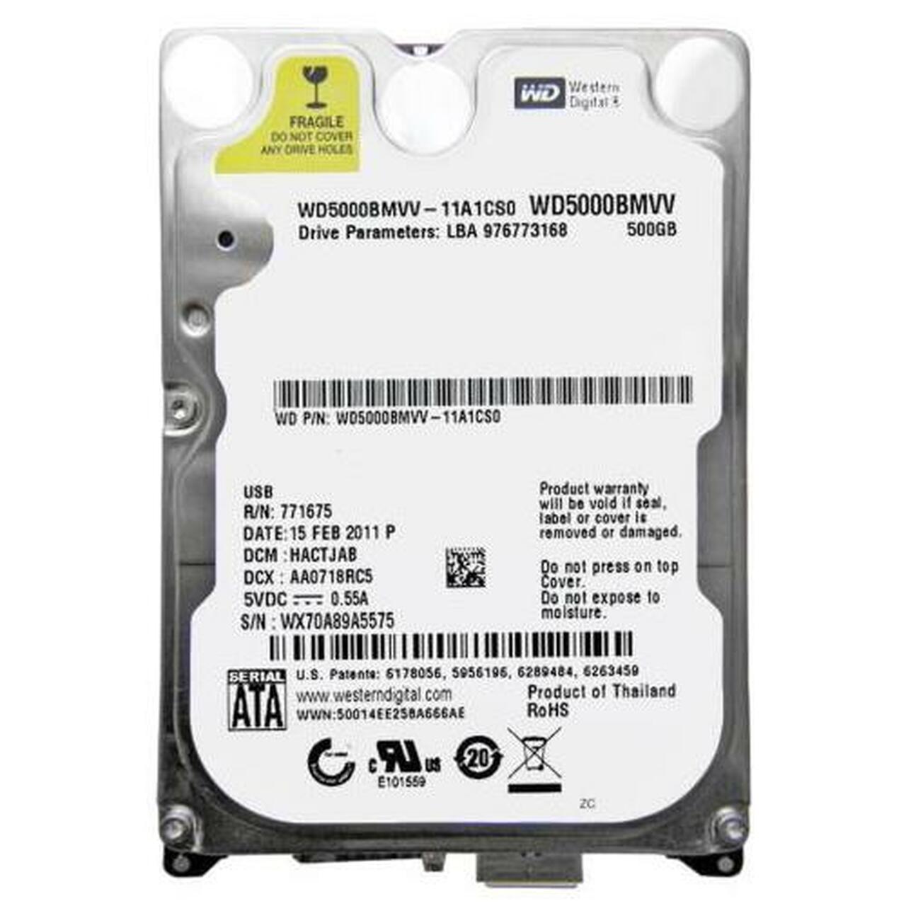 WD5000BMVV-11GNWSO | Western Digital 500GB 5400RPM USB 2.5 8MB Cache Hard Drive