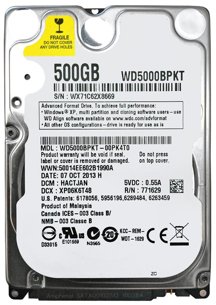 WD5000BPKT | Western Digital 500GB 7200RPM SATA Gbps 2.5 16MB Cache Scorpio Hard Drive