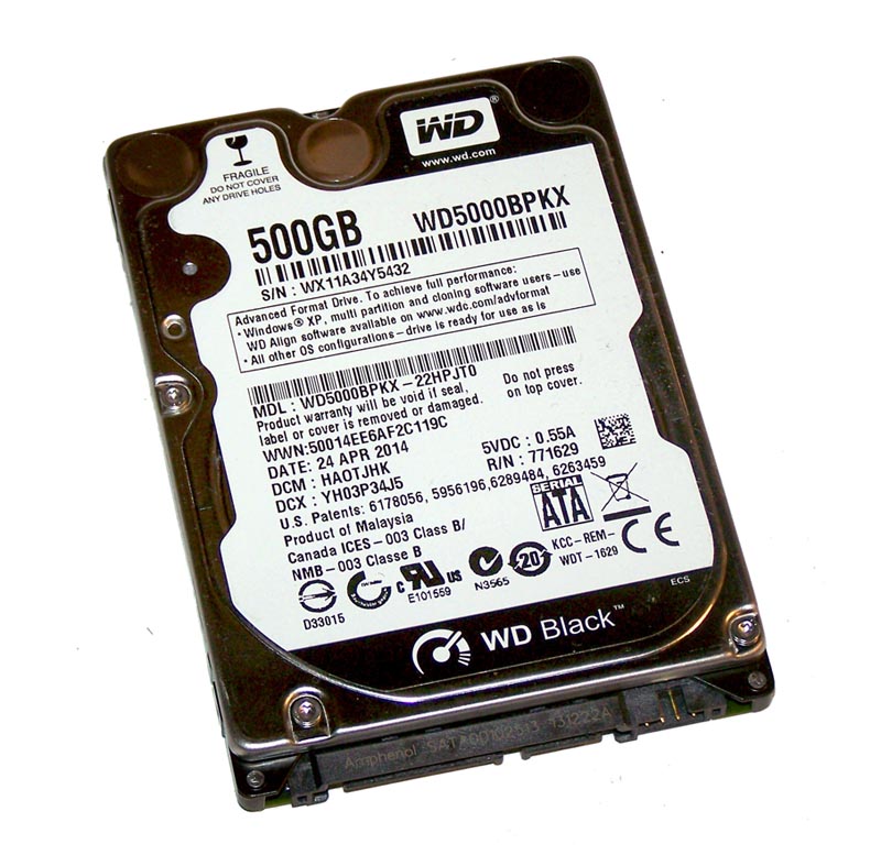 WD5000BPKX-22HPJT0 | Western Digital Black 500GB 7200RPM SATA 6GB/s 16MB Cache 2.5-inch Hard Drive