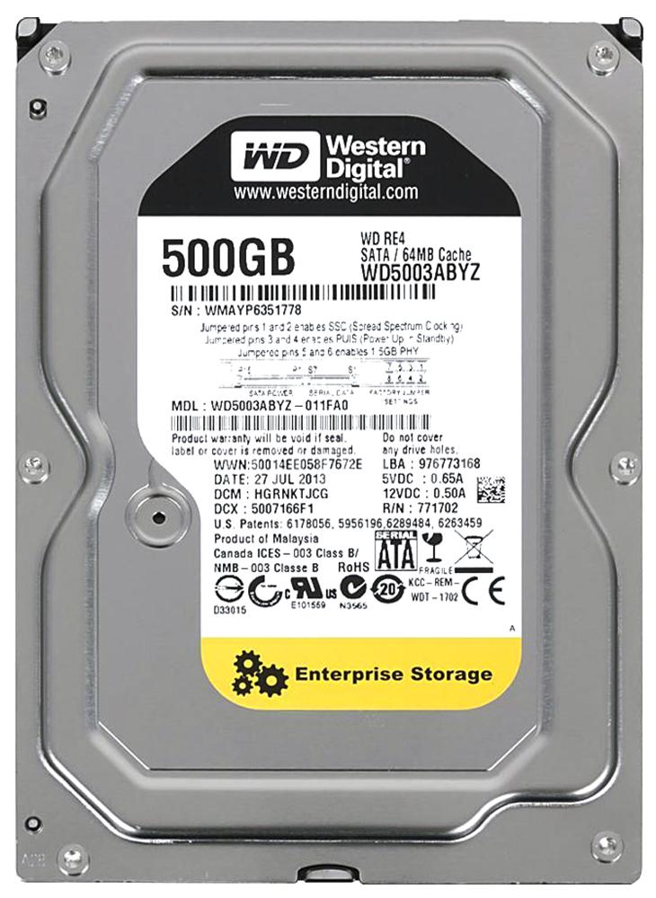 WD5003ABYZ | Western Digital 500GB 7200RPM SATA Gbps 3.5 64MB Cache Hard Drive