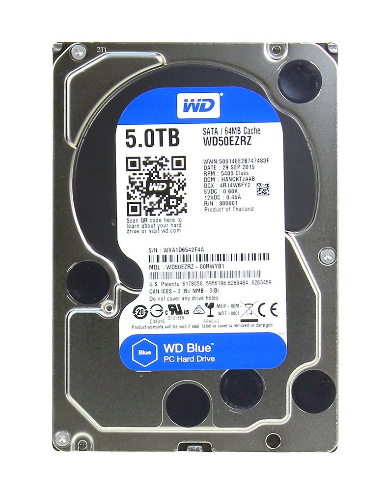 WD50EZRZ | Western Digital 5TB 5400RPM SATA 6 Gbps 3.5 64MB Cache Blue Hard Drive