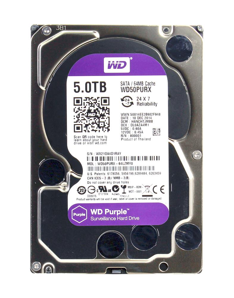 WD50PURX | Western Digital 5TB 5400RPM SATA 6 Gbps 3.5 64MB Cache Purple Hard Drive