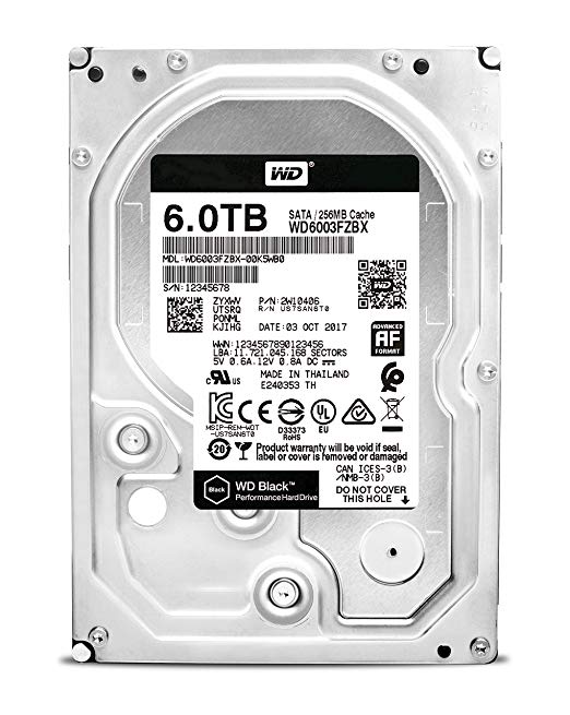 WD6003FZBX | WD Black 6TB 7200RPM SATA 6Gb/s 256MB Cache 3.5-inch Internal Hard Drive
