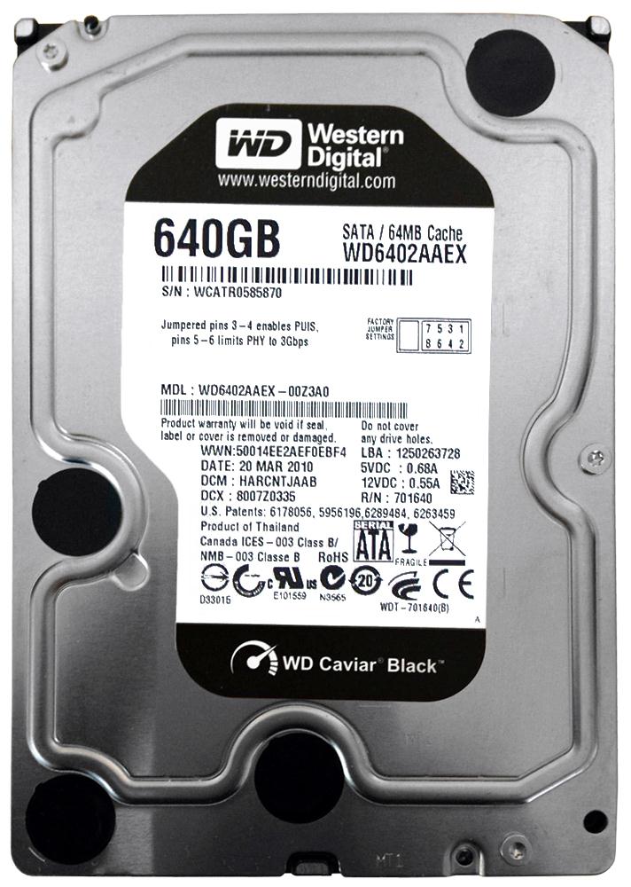 WD6402AAEX | Western Digital 640GB 7200RPM SATA 6 Gbps 3.5 64MB Cache Hard Drive
