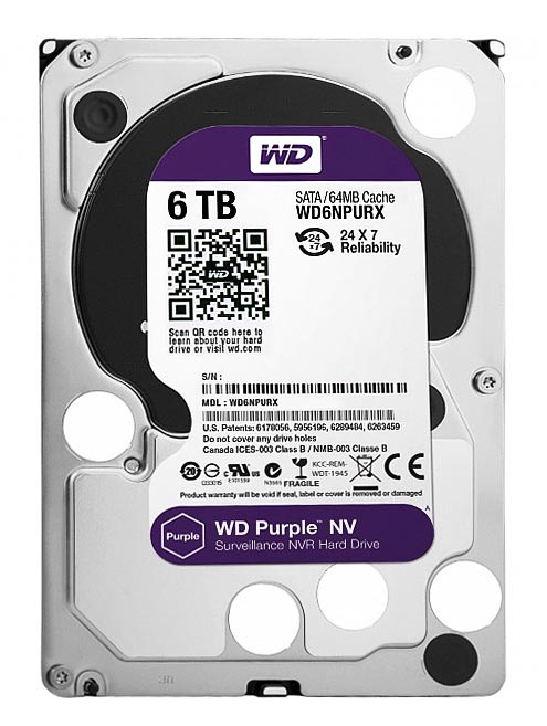 WD6NPURX | Western Digital Purple Nv 6TB IntelliPower SATA 6Gb/s 64MB Cache 3.5-inch Surveillance Hard Drive