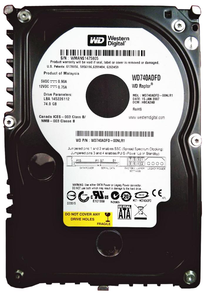 WD740ADFD-00NLR1 | Western Digital 74GB 10000RPM SATA 1.5 Gbps 3.5 16MB Cache Raptor Hard Drive
