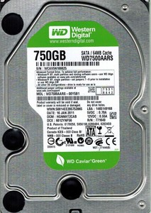 WD7500AARS | WD Caviar Green 750GB SATA 3Gb/s 64MB Cache 3.5-inch Hard Drive WD7500AARS | WD Caviar Green 750GB SATA 3Gb/s 64MB Cache 3.5-inch Hard Drive