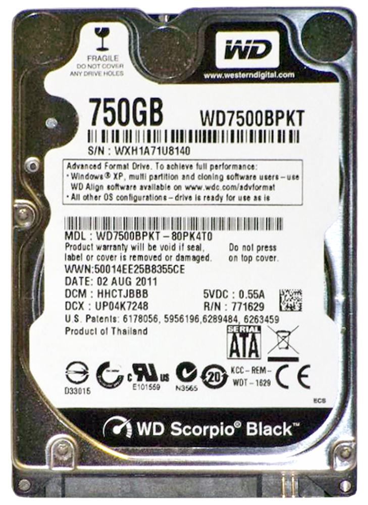 WD7500BPKT | Western Digital 750GB 7200RPM SATA Gbps 2.5 16MB Cache Hard Drive WD7500BPKT | Western Digital 750GB 7200RPM SATA Gbps 2.5 16MB Cache Hard Drive