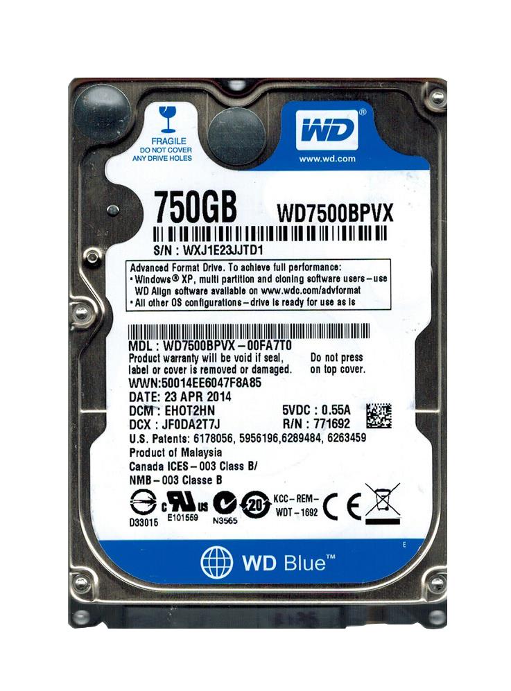 WD7500BPVX-00FA7T0 | Western Digital 750GB 5400RPM SATA 6 Gbps 2.5 8MB Cache Hard Drive