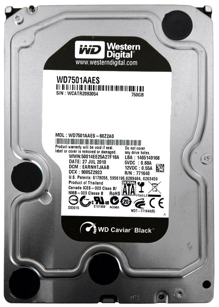WD7501AAES-60Z2A0 | Western Digital 750GB 7200RPM SATA 3 Gbps 3.5 32MB Cache Hard Drive