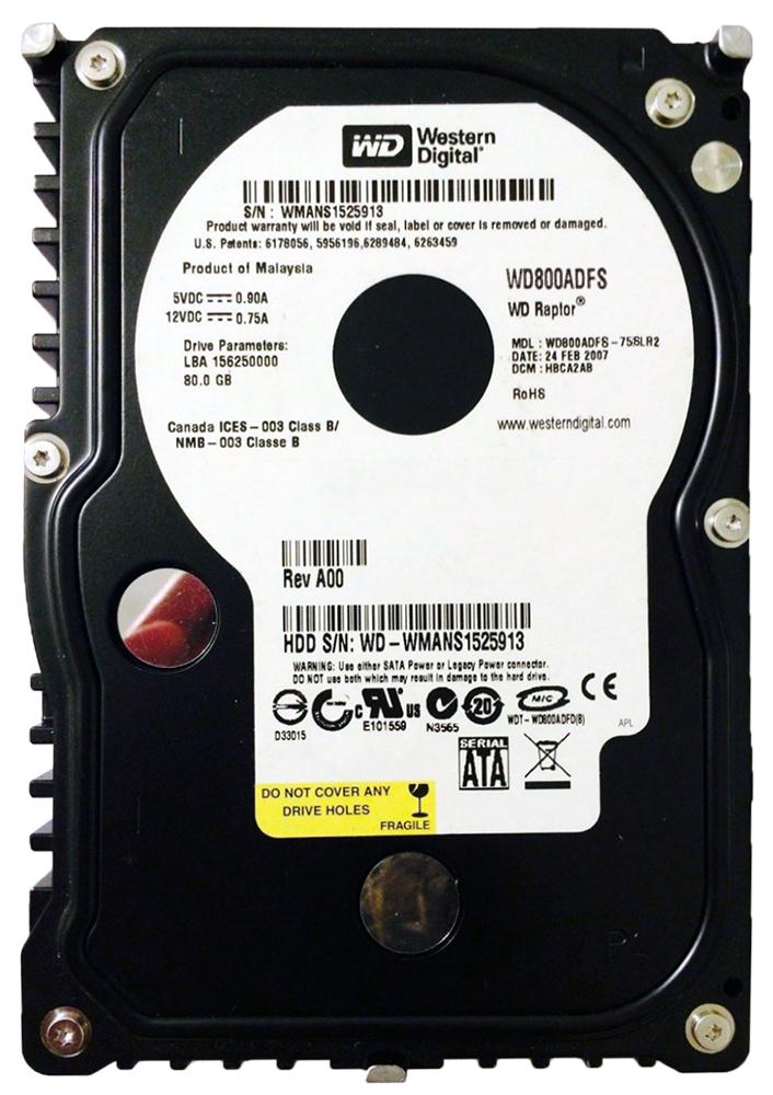 WD800ADFS | WD Raptor 80GB 10000RPM SATA 3Gb/s 16MB Cache 3.5-inch Hard Drive