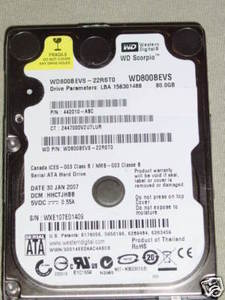 WD800BEVS | WD Scorpio Blue 80GB 5400RPM SATA 8MB Cache 2.5-inch Ultra Slim-line Notebook Hard Drive