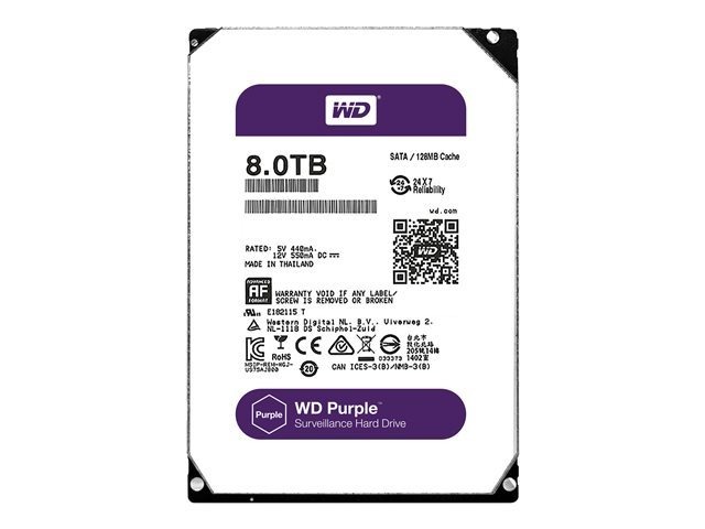 WD80PUZX | WD PURPLE 8TB 5400RPM SATA 6Gb/s 128MB Cache 3.5-inch Internal Surveillance Hard Drive