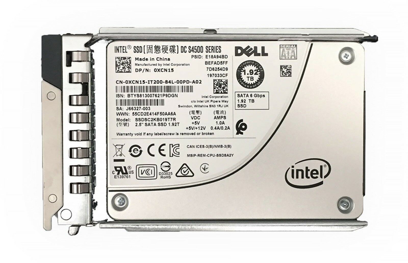 XCN15 | Dell 1.92TB Read-intensive Triple Level-Cell (TLC) SATA 6Gb/s 2.5-inch Hot-pluggable Intel DC S4500 Series Solid State Drive