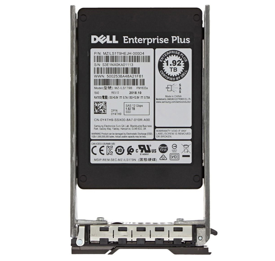 Y4TH9 | Dell Enterprise Plus 1.92TB Read-intensive SAS 12Gb/s 2.5-inch Hot-swappable Solid State Drive for Compellent Storage Arrays