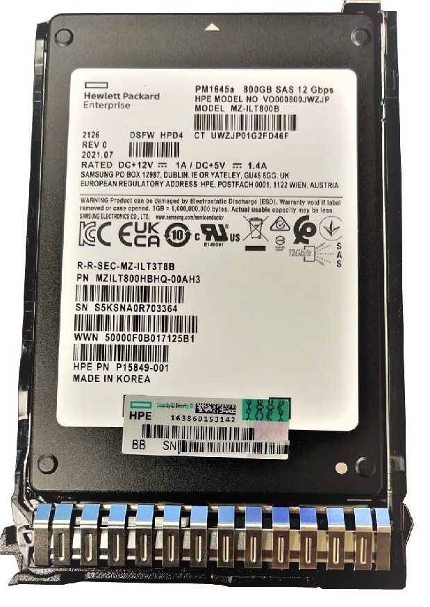 P15849-001 | HPE 800gb Sas 12gbps 2.5 Sff Digitally Signed Mixed Use Smart Carrier Hot Swap Solid State Drive