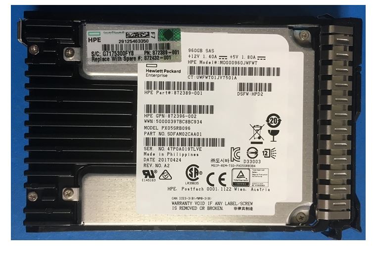 872389-001 | HPE 960gb Sas 12gbps Read Intensive 2.5 Sff Hot Swap Sc Digitally Signed Firmware Solid State Drive For Proliant Gen9 And Gen10 Servers
