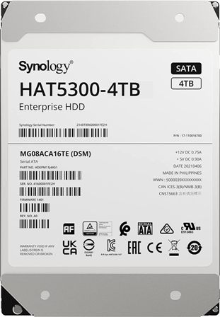 HAT5300-4T | SYNOLOGY 4TB Hat5300-4t Sata 6gbps 3.5 7200 Rpm, 512e, Buffer 256mb, Internal Enterprise Hard Disk Drive