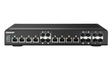 QSW-IM1200-8C-US | QNAP Rackmount Switch, Management Switch, 12 Port Of 10gbe Port Speed, 4 10gbe Sfp+ Port, 8 Port Sfp+/ Nbase-t Combo, Support For 5-speed Auto Negotiation (10g/5g/2.5g/1g/100m)