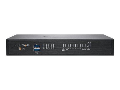 02-SSC-5640 | SONICWALL Tz670 Network Security/firewall Appliance - 8 Port - 10/100/1000base-t, 10gbase-x - 10 Gigabit Ethernet - 2 Total Expansion Slots - 1 Year Total Secure Essential Edition - Desktop, Rack-mountable