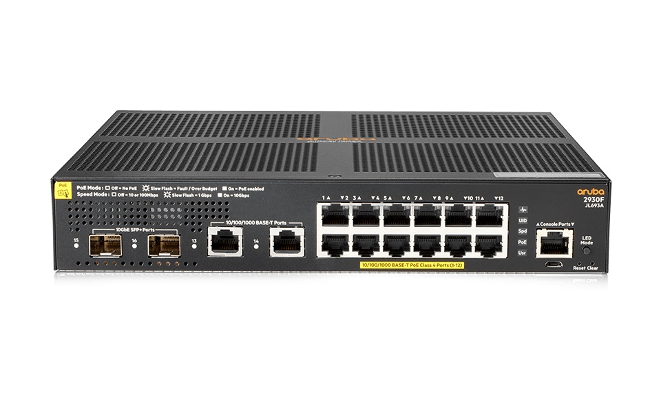 JL693A#ABA | HPE Aruba 2930f 12g Poe+ 2g/2sfp+ - Switch - 12 Ports - Managed - Rack-mountable