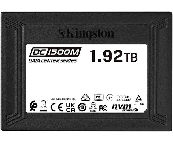 SEDC1500M/1920G | KINGSTON Dc1500m 1.92tb 2.5 U.2 Sff-8639 Nvme, Pci Express Nvme 3.0 X4, Mixed Use, 3d Triple-level Cell Tlc, Internal Data Center Solid State Drive