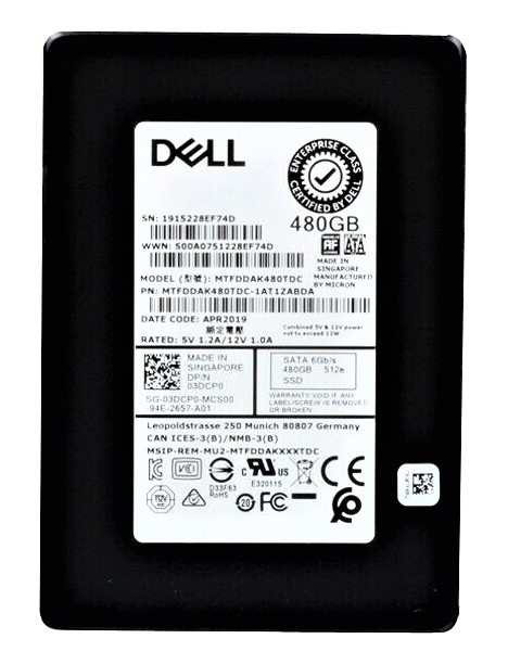 MTFDDAK480TDC-1AT1ZABDA | MICRON 5200 Eco 480gb Sata 6gbps 2.5 7mm Enterprise Internal Solid State Drive