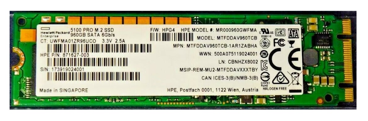 MTFDDAV960TCB-1AR1ZABHA | MICRON 5100 Pro 960gb Sata 6gbps M.2 2280 Tlc Enterprise Internal Solid State Drive