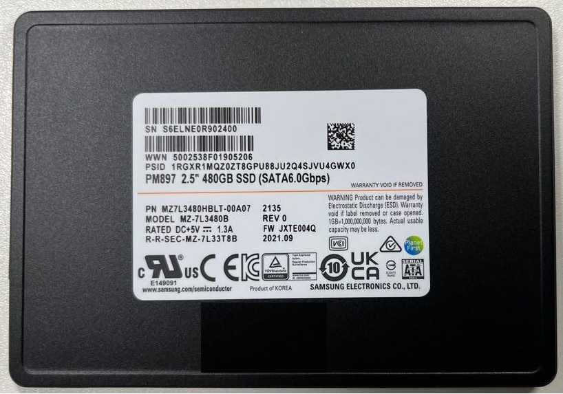 MZ-7L3480B | SAMSUNG Pm897 Series 480gb Sata 6gbps 2.5 Data Center Internal Solid State Drive